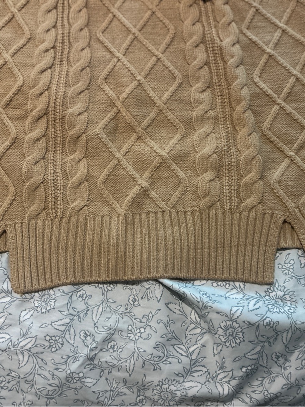 Francesca's Collections Camel Cable-Knit Turtleneck Sweater Dress - Picture 3 of 6